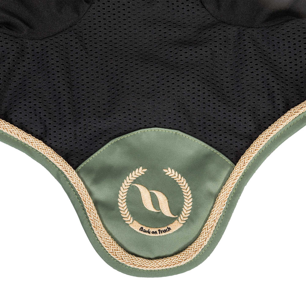 Bonnet anti-mouches carottes sur voile vert chasseur Bonnet anti-mouches carottes sur voile vert chasseur