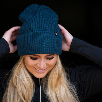 "Ava" Wolmix beanie met omslag