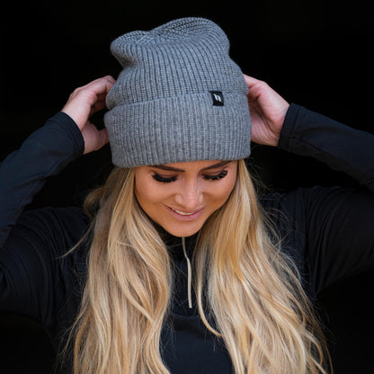 "Ava" Wolmix beanie met omslag